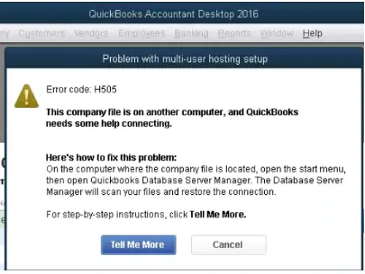 quickbooks error H505