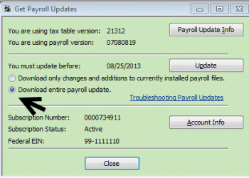 Update Tax Table to the Latest Version
