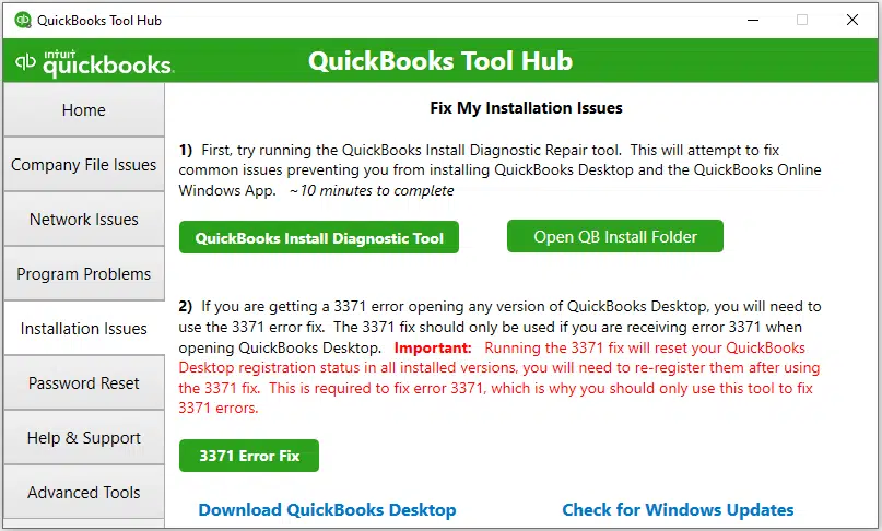 Check and Repair the QuickBooks Installation