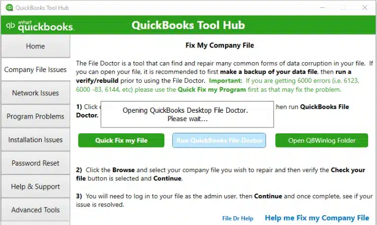 Fix the Damaged Company File With the QuickBooks File Doctor Tool 