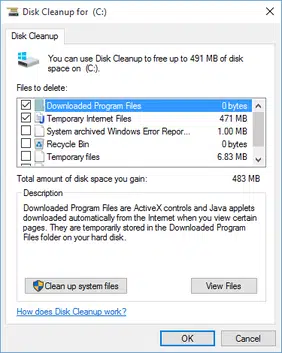 Instructions For Cleaning Up the Disk Space 