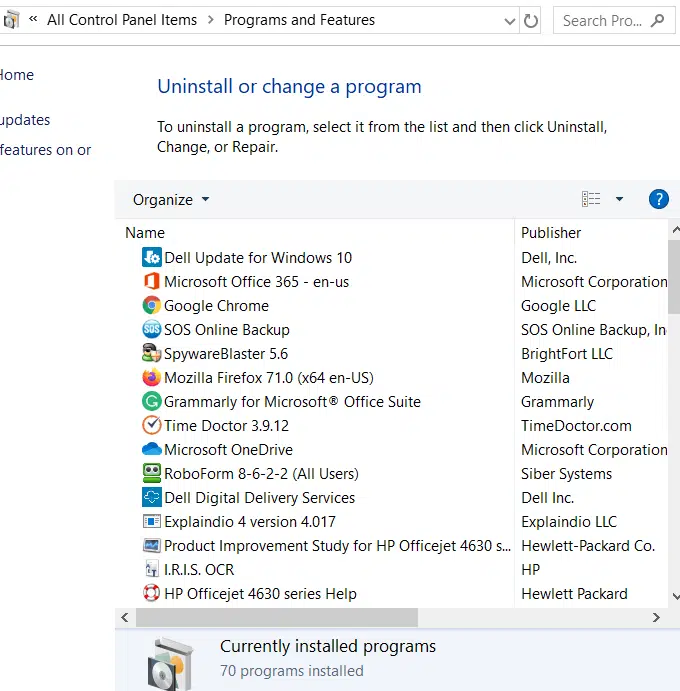 Uninstall Programs that aren’t in use anymore