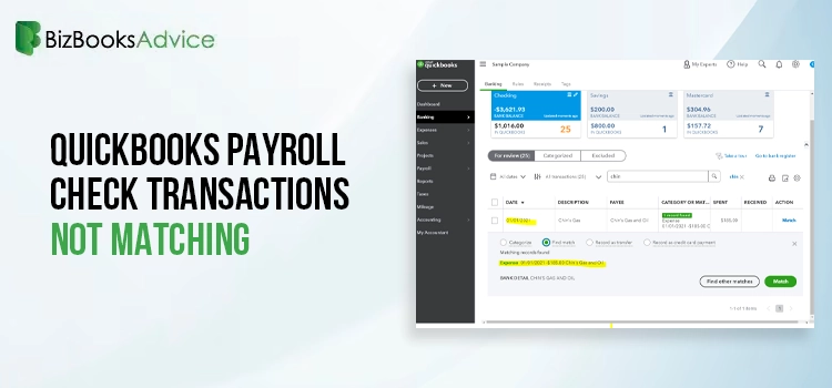 QuickBooks Payroll Check Transactions Not Matching